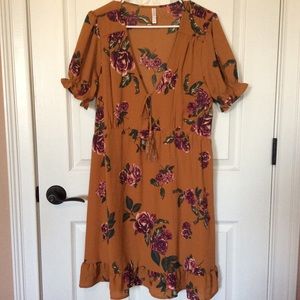 New Mustard Floral Dress (Large)